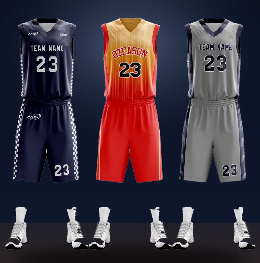 Custom basketball uniform manufacturer with low MOQ from 12 pieces. Sublimated jerseys, shorts & reversible kits for brands worldwide. Free mockup in 24 hours.