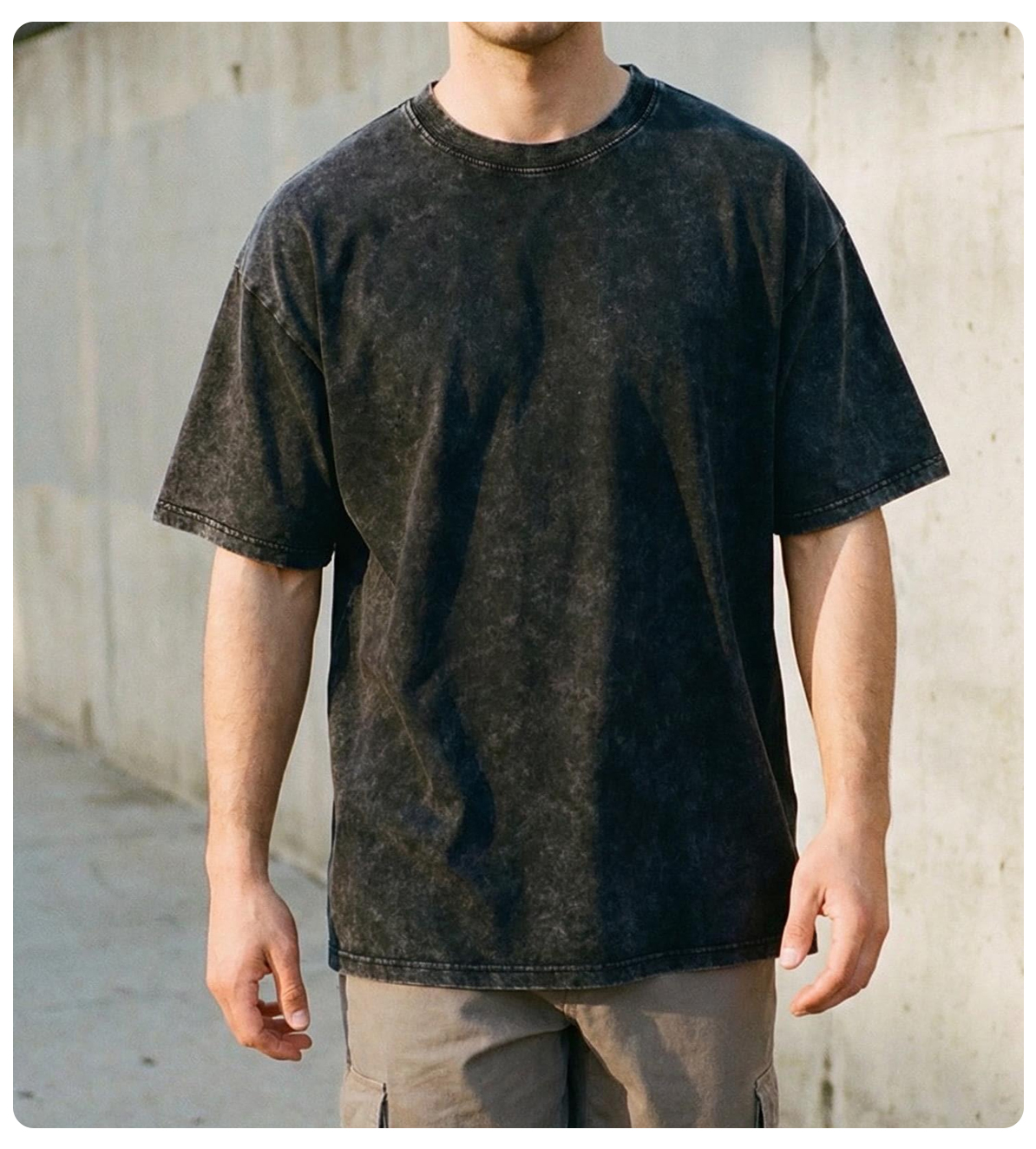 Acid washed heavyweight cotton T-shirt
