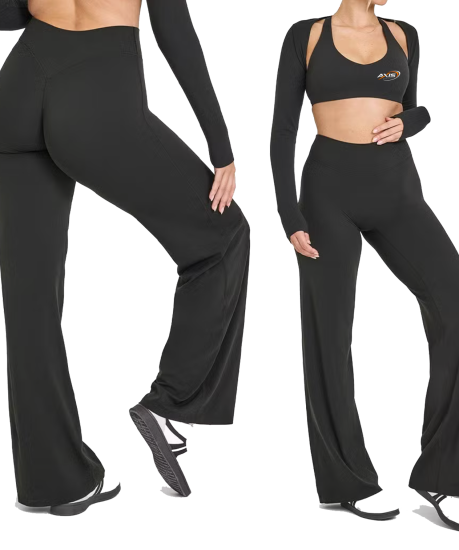 Custom women's leggings manufacturer for fitness brands in the USA & Europe. Squat-proof nylon-spandex, 200–260 GSM, MOQ from 50 pieces, free design & mockups.